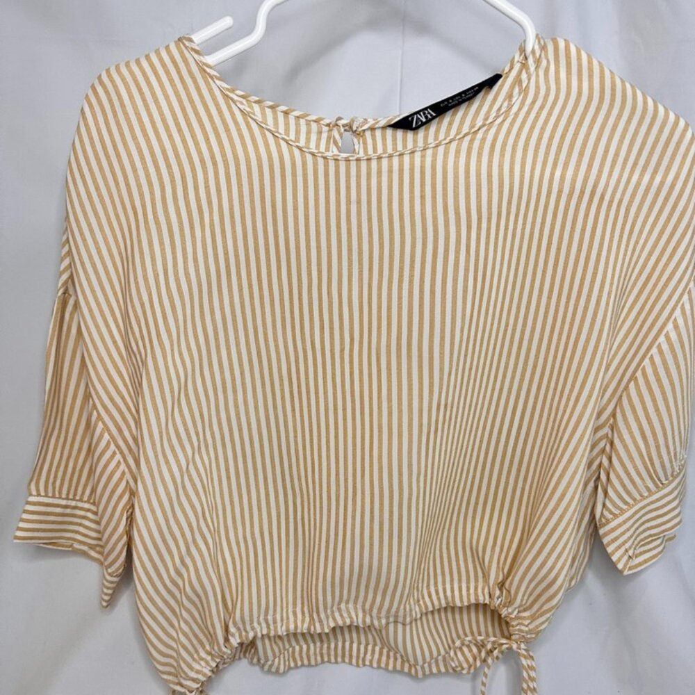 Zara Yellow and White Striped Crop Top